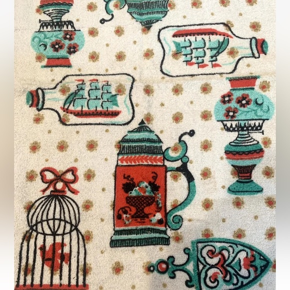 70s Retro VTG Kitchen Bath Hand Towel Fringe Stein Ship Iron - Picture 2 of 7